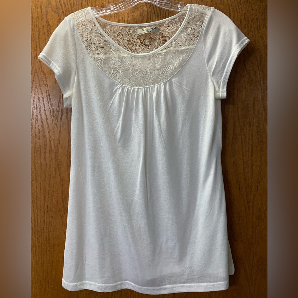 White Tee with Lace